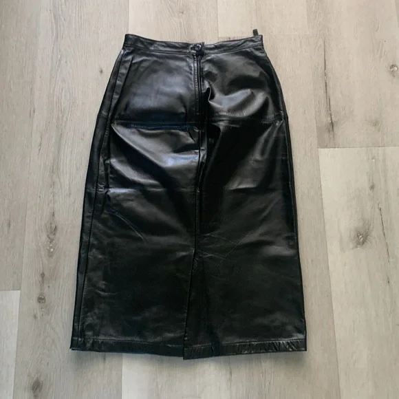 Wilson Maxima Skirt Black Leather‎ high waisted Classic Bikercore Size 6 pencil - Picture 12 of 12